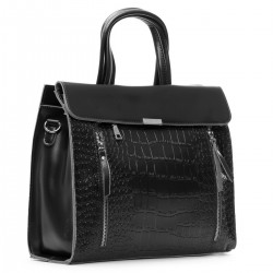 Жіноча сумка з натуральної шкіри ALEX RAI 5052 крокодил чорний