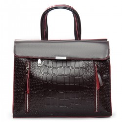 Жіноча сумка з натуральної шкіри ALEX RAI 5052 крокодил бордовий