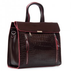 Жіноча сумка з натуральної шкіри ALEX RAI 5052 крокодил бордовий