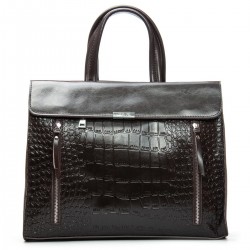 Жіноча сумка з натуральної шкіри ALEX RAI 5052 крокодил кавовий