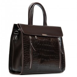 Жіноча сумка з натуральної шкіри ALEX RAI 5052 крокодил кавовий