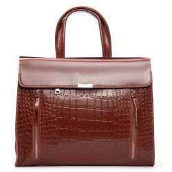 Жіноча сумка з натуральної шкіри ALEX RAI 5052 крокодил коричневий