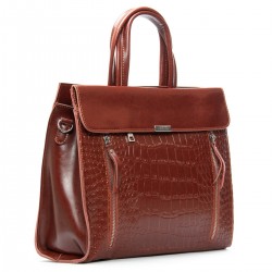 Жіноча сумка з натуральної шкіри ALEX RAI 5052 крокодил коричневий