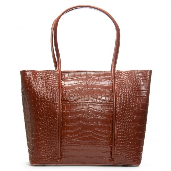 Жіноча сумка з натуральної шкіри ALEX RAI 00109 крокодил коричневий
