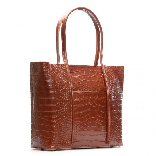 Жіноча сумка з натуральної шкіри ALEX RAI 00109 крокодил коричневий