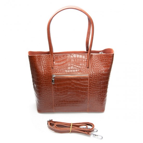 Жіноча сумка з натуральної шкіри ALEX RAI 00109 крокодил коричневий
