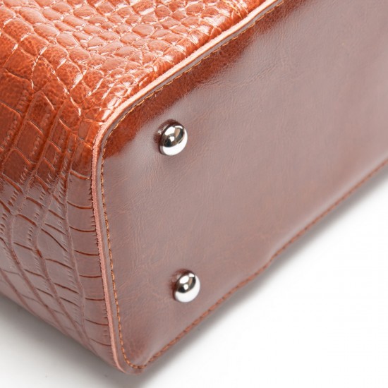 Жіноча сумка з натуральної шкіри ALEX RAI 00109 крокодил коричневий