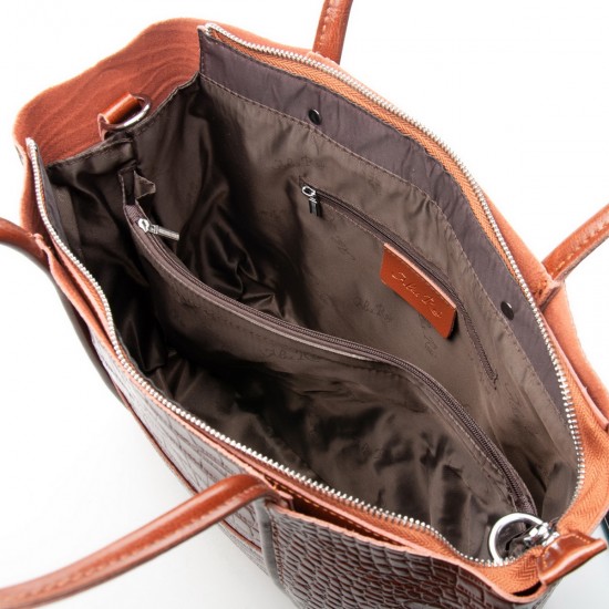 Жіноча сумка з натуральної шкіри ALEX RAI 00109 крокодил коричневий