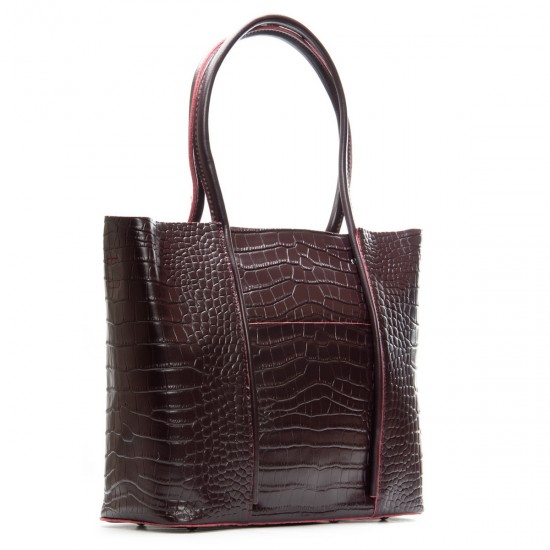 Жіноча сумка з натуральної шкіри ALEX RAI 00109 крокодил бордовий