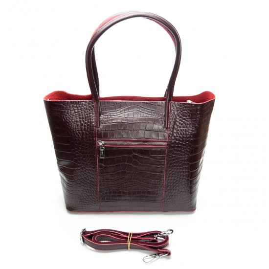 Жіноча сумка з натуральної шкіри ALEX RAI 00109 крокодил бордовий