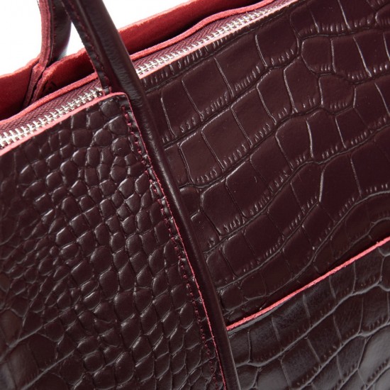 Жіноча сумка з натуральної шкіри ALEX RAI 00109 крокодил бордовий