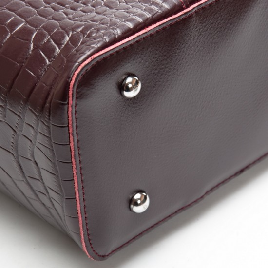 Жіноча сумка з натуральної шкіри ALEX RAI 00109 крокодил бордовий