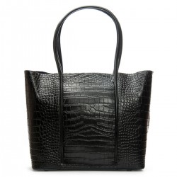Жіноча сумка з натуральної шкіри ALEX RAI 00109 крокодил чорний