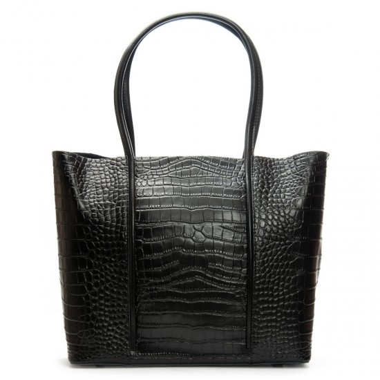 Жіноча сумка з натуральної шкіри ALEX RAI 00109 крокодил чорний