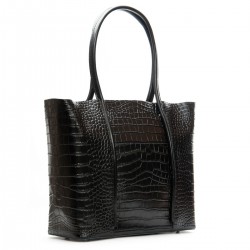 Жіноча сумка з натуральної шкіри ALEX RAI 00109 крокодил чорний