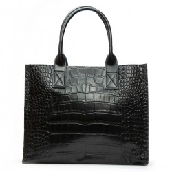 Жіноча сумка з натуральної шкіри ALEX RAI 8804 крокодил чорний