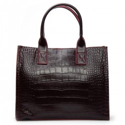 Жіноча сумка з натуральної шкіри ALEX RAI 8804 крокодил бордовий