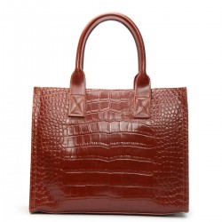 Жіноча сумка з натуральної шкіри ALEX RAI 8804 крокодил коричневий