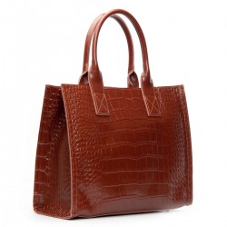 Жіноча сумка з натуральної шкіри ALEX RAI 8804 крокодил коричневий