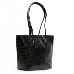 Женская сумка из натуральной кожи ALEX RAI 9349 крокодил черный