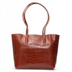 Женская сумка из натуральной кожи ALEX RAI 9349 крокодил коричневый