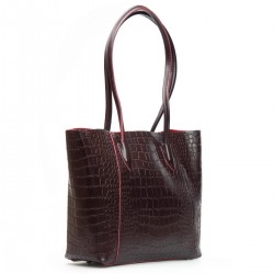 Женская сумка из натуральной кожи ALEX RAI 9349 крокодил бордовый