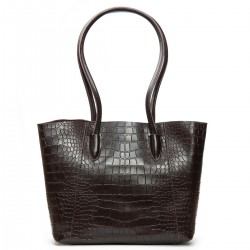 Женская сумка из натуральной кожи ALEX RAI 9349 крокодил кофейный