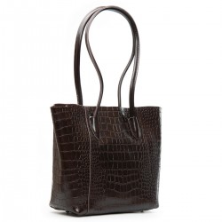Женская сумка из натуральной кожи ALEX RAI 9349 крокодил кофейный