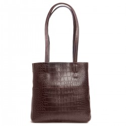 Женская сумка из натуральной кожи ALEX RAI 9384-1 крокодил кофейный