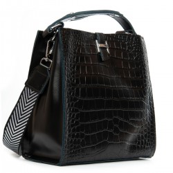 Женская сумка из натуральной кожи ALEX RAI 9701 крокодил черный