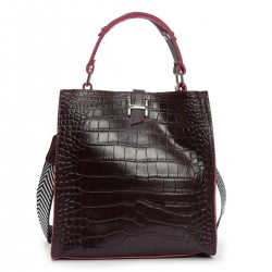 Женская сумка из натуральной кожи ALEX RAI 9701 крокодил бордовый