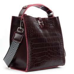 Женская сумка из натуральной кожи ALEX RAI 9701 крокодил бордовый