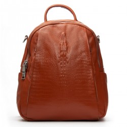 Женский рюкзак из натуральной кожи ALEX RAI 8907-9 крокодил коричневый
