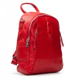 Женский рюкзак из натуральной кожи ALEX RAI 8907-9 крокодил красный
