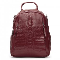 Женский рюкзак из натуральной кожи ALEX RAI 8907-9 крокодил бордовый