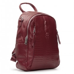 Женский рюкзак из натуральной кожи ALEX RAI 8907-9 крокодил бордовый
