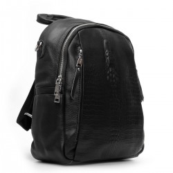 Женский рюкзак из натуральной кожи ALEX RAI 8907-9 крокодил черный