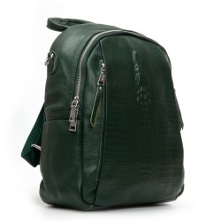 Женский рюкзак из натуральной кожи ALEX RAI 8907-9 крокодил зеленый