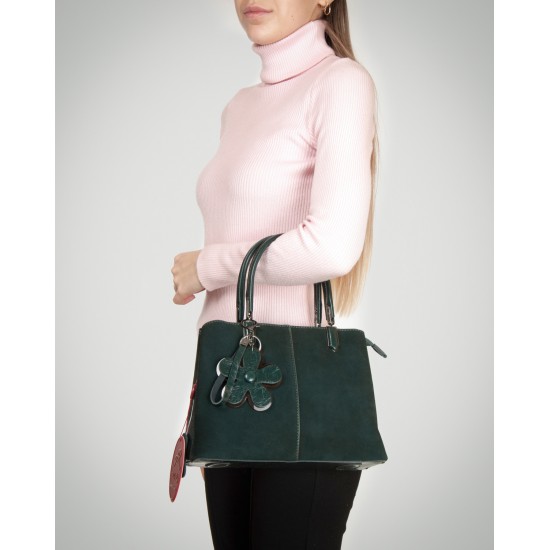 Женская сумка из натуральной кожи + замши ALEX RAI 385 зеленый
