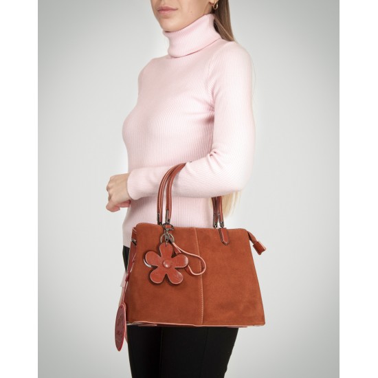 Женская сумка из натуральной кожи + замши ALEX RAI 385 коричневый