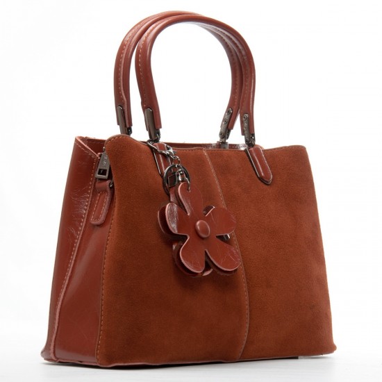 Женская сумка из натуральной кожи + замши ALEX RAI 385 коричневый