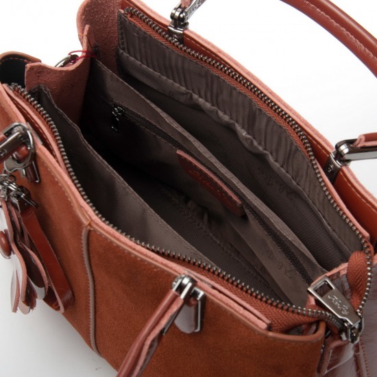 Женская сумка из натуральной кожи + замши ALEX RAI 385 коричневый