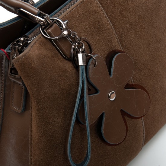 Женская сумка из натуральной кожи + замши ALEX RAI 385 хаки Женская сумка из натуральной кожи + замши ALEX RAI 385 хаки