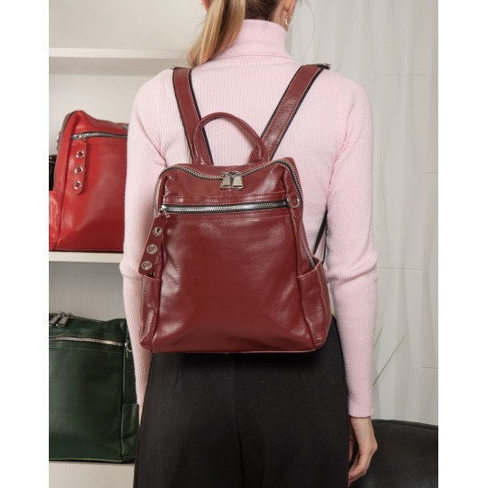 Рюкзак жіночий з натуральної шкіри ALEX RAI 8781-9 бордовий