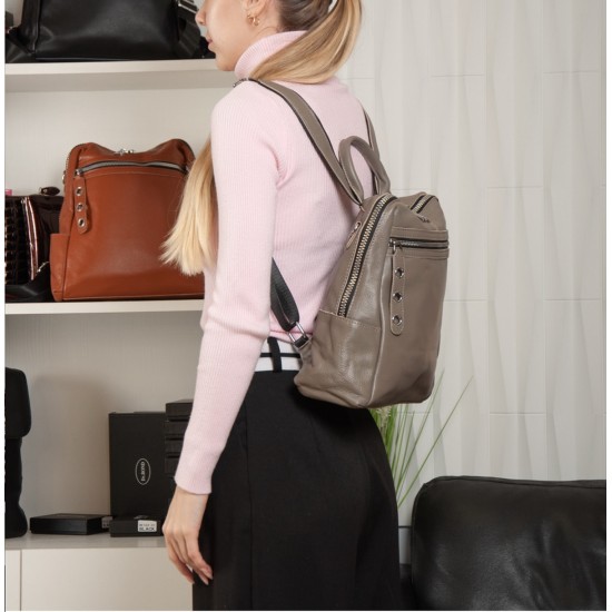 Рюкзак жіночий з натуральної шкіри ALEX RAI 8781-9 сірий