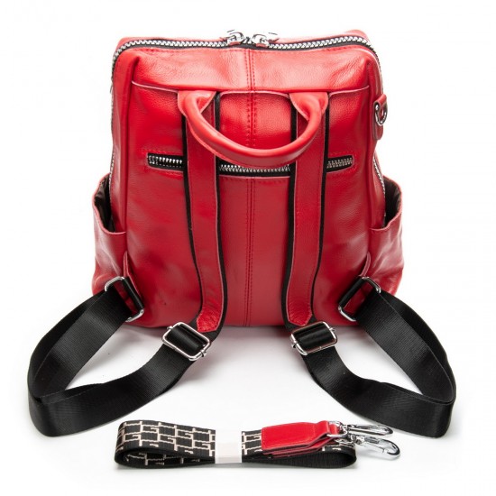 Рюкзак жіночий з натуральної шкіри ALEX RAI 8781-9 червоний