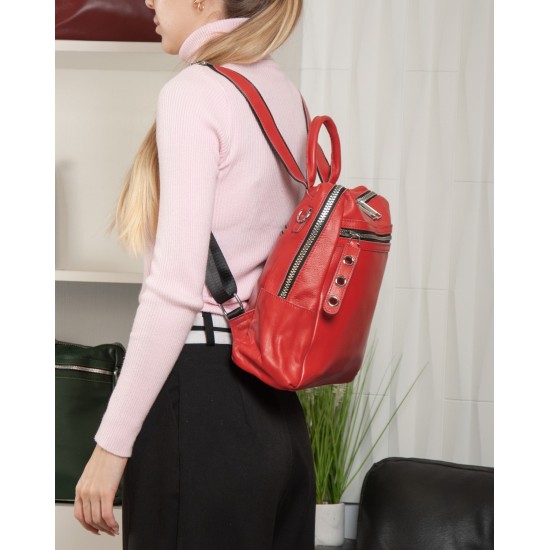 Рюкзак жіночий з натуральної шкіри ALEX RAI 8781-9 червоний