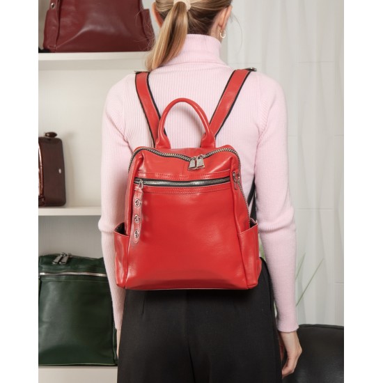 Рюкзак жіночий з натуральної шкіри ALEX RAI 8781-9 червоний