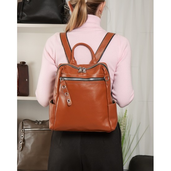 Рюкзак жіночий з натуральної шкіри ALEX RAI 8781-9 коричневий