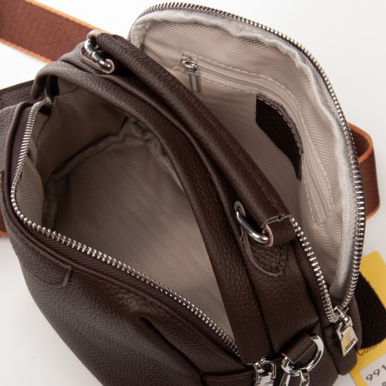 Жіноча сумочка з натуральної шкіри ALEX RAI 99125 кавовий